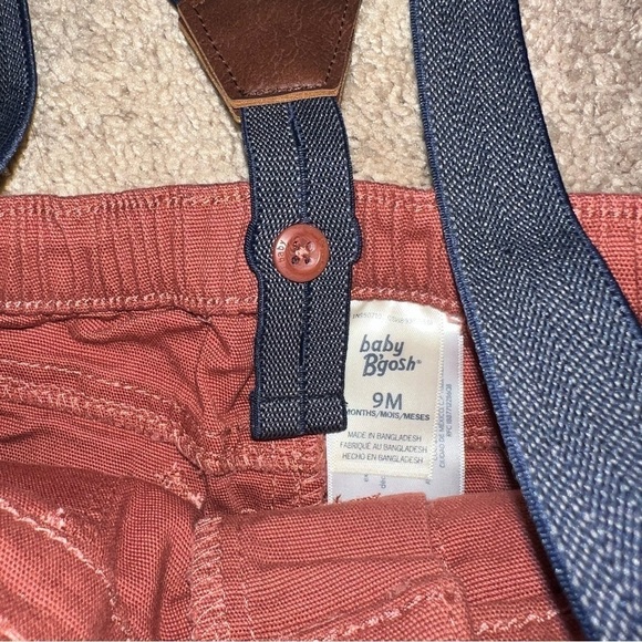 OshKosh B’Gosh Baby B’Gosh Rust Colored Pants with Suspenders Size 9 Months - Picture 5 of 6